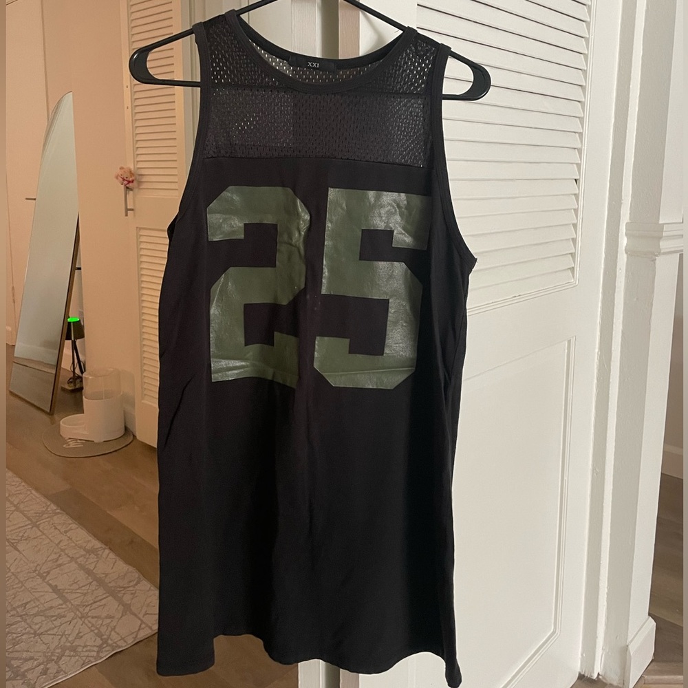 Black Jersey Dress with Green Number 25